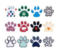 Craftora 12 Pcs Paw Print Patches Cute Iron on Patches Dog Bear Paw Print Embroidery Applique Footprint Sew on Craft Stick for DIY Clothing Hat Backpacks