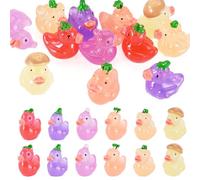 Craftora 12Pcs Luminous Mini Resin Vegetable Duck for Dollhouse Decor, Miniature Cute Glow in the Dark Animal Figures 6 Styles Micro Landscape Garden Decoration for DIY Crafts Party Favors