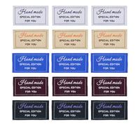 Craftora 150 Pcs Handmade Labels Tags Cloth Sew on Labels Rectangle with Word Collar Custom Tags Fabric Craft Applique for Knitting Sewing Garment Decor