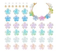 Craftora 160 Pcs Acrylic Flower Beads Caps Colorful Sakura Loose Beads Floral Spacer End Caps Beading for Spring Bracelet Dangle Earring Jewelry Making