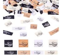Craftora 160 Pcs Cloth Labels Tags Handmade with Love Sew on Clothing Labels Heart Pattern Fabric Craft Tags for DIY Knitting Sewing Garment Decoration