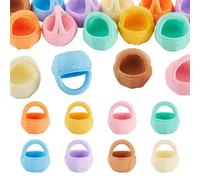 Craftora 16Pcs Mini Flower Basket Ornament for DIY Making Crafts, Cute Miniature Resin Baskets Ornaments Colorful Landscape Dollhouse Accessories for Micro Landscape Home Dollhouse Decor