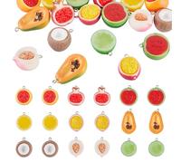 Craftora 18Pcs Fruit Resin Pendants Grapefruit Pawpaw Watermelon Peach Pomegranate Tomato Lemon 3D Imitation Food Charms for DIY Craft Earring Bracelet Necklace Jewelry Making