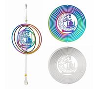 Craftora 2 Pcs Stainless Steel Filigree Charms Rotating Wind Chimes Pendant Flat Round with Moon Connector Links Metal Embellishments for Wind Bells DIY Crafts