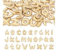 Craftora 26Pcs 18K Gold Plated Bubble Letter Charms Stainless Steel Initial Alphabet Pendants Chunky A-Z Capital Dangle Charms for DIY Earring Bracelet Necklace Jewelry Making