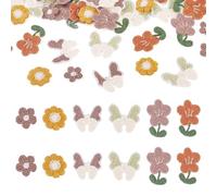 Craftora 30 Pcs Flowers Patches Flower Butterfly Sew On Patches Floral Embroidery Knitted Applique Patch for Crafts Clothes Dress Jackets Hat Bag