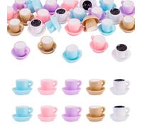 Craftora 30 Pcs Resin Coffee Cup Charms Colorful Imitation Drink Pendants Cute 3D Milk Cup Display Ornament for DIY Crafts Keychain Necklace Jewellery Making