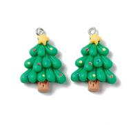 Craftora 30Pcs Christmas Tree Resin Charms, Flatback Xmas Charms Cartoon Cute Pendants for Christmas Crafts Jewelry Making Necklace Bracelet Decorations
