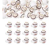 Craftora 35 Pcs Resin Coffee Cup Charms Cat Shape Caffe Latte Pendants Cute Mini Imitation Drink Ornament for DIY Crafts Necklace Jewelry Making Decor