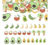 Craftora 36 Pcs Fruit Enamel Charms Banana Avocado Coconut Alloy Enamel Pendants Tropical Fruit Dangle Charms for DIY Jewelry Necklace Bracelet Making
