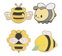 Craftora 4 Pcs Bee Enamel Pins Cute Bees Brooch Insect Alloy Lapel Badges Bees with Honey Jewelry Pins for Dress Scarf Backpacks Clothes Caps Jackets Decor