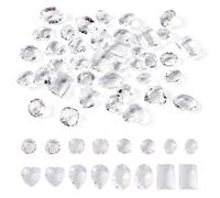 Craftora 40 Pcs Glass Rhinestone Beads Faceted Crystal Cabochons Transparent Heart Teardrop Oval Diamond Loose Bead for Necklace Bracelet Jewelry Making