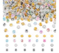 Craftora 400Pcs Clear Glitter Letter Beads 7x3.5mm Acrylic Transparent Alphabet Spacer Beads Small Pony Bead for Friendship Bracelet Necklace Keychain Crafts Jewelry Making