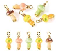 Craftora 5 Pcs Mushroom Porcelain Charms Cute Mushroom Ceramic Pendants Mini Plant Dangle Charms for DIY Crafts Earrings Bracelet Necklace Jewelry Making