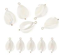 Craftora 5 Pcs Natural Shell Pendants Teardrop Seashell Charms Flat White Shell Link Pendant for Women DIY Crafts Bracelet Necklace Earrings Jewelry Making
