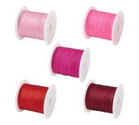 Craftora 5 Rolls Nylon Thread 0.4mm Pink Red Beading String Chinese Knotting Cord for DIY Crafts Macrame Friendship Bracelets Necklaces Jewelry Making