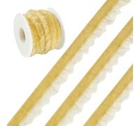 Craftora 5 Yards Golden Velvet Ruffle Lace Trim 5/8 inch Elastic Velvet Ribbons Suede Laces Ribbon Pleated Trimming for Sewing Gift Wrapping Christmas Decor Craft