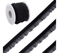 Craftora 5 Yards Velvet Organza Ribbons 5/8 inch Black Velvet Ruffle Lace Trim Elastic Suede Laces Ribbon Pleated Trimming for Sewing Gift Wrapping Christmas Decor Craft