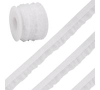 Craftora 5 Yards Velvet Organza Ribbons 5/8 inch White Velvet Ruffle Lace Trim Elastic Suede Laces Ribbon Pleated Trimming for Sewing Gift Wrapping Christmas Decor Craft