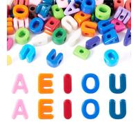 Craftora 50 Pcs Acrylic Letter Beads Vowel Alphabet Beads Large Hole Letter European Bead Initial Capital Bead for Friendship Necklace Keychains Jewelry Making
