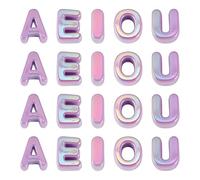 Craftora 50Pcs Acrylic Large Letter Beads 3D Big Bubble Vowel Beads Opaque Chunky Initial Alphabet Bead for Keychains Paracord Necklace Jewelry Making Bag Charm (Lavender)
