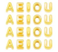 Craftora 50Pcs Acrylic Large Letter Beads 3D Big Bubble Vowel Beads Opaque Chunky Initial Alphabet Bead for Keychains Paracord Necklace Jewelry Making Bag Charm (Gold)