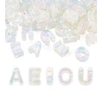 Craftora 50Pcs Crystal Clear Large Letter Beads 3D Big Bubble Acrylic Vowel Beads Chunky Initial Alphabet Beads for Keychains Paracord Necklace Jewelry Making Bag Charm