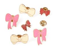 Craftora 6 Pcs Bowknot Enamel Pins Bow Brooch Cute Metal Lapel Badges Small Elegant Pink White Red Bowtie Alloy Brooches for Women Clothes Backpack Decor