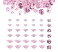 Craftora 60Pcs 3 Styles Cubic Zirconia Charms Pink Faceted Crystal CZ Stone Charm Small Romantic Flat Round Rhinestone Dangle Pendants for DIY Necklace Bracelet Jewelry Making