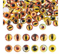 Craftora 70Pcs Yellow Glass Eye Cabochons for Crafts, 8mm Half Round Flat Back Dragon Eyes Doll Eyes, 2 Styles Craft Eye Ball for Clay Doll Making Animal Plush Crochet Halloween Jewelry DIY
