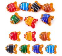 Craftora 7Pcs Lampwork Glass Clown Fish Beads Cute Cartoon Ocean Animals Spacer Beads Colorful Fish Craft Glass Bead for Earring Necklace Jewelry Making DIY Crafts