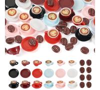 Craftora 84 Pcs Resin Coffee Cup Charms Mini Coffee Bean Caffe Latte Pendants Cute Imitation Drink Ornament for DIY Crafts Keychain Necklace Jewellery Making