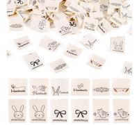 Craftora 90 Pcs Cotton Labels Tags Handmade Rectangle Sewing Cloth Labels Craft Garment Tags with Word Patterns for DIY Knitting Clothing Decoration