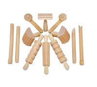 Craftplay Modelling tools | Wooden dough tools | Pack of 12 tools for cutting, stamping & rolling