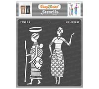 CrafTreat African Tribal Stencils for Crafts Reusable Vintage - Tribal Errands - Size: 6X6 Inches - Tribal Pattern Stencil for Furniture Painting - African Stencils for Painting on Concrete, Canvas
