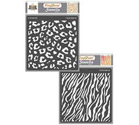 CrafTreat Animal Print Stencils for Painting - Cheetah and Zebra Skin (2Pcs) Size: 6X6 Inches - Cheetah Print Stencil for Cake Decorating - Zebra Print Stencil for Furniture - Leopard Print Stencil