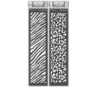 CrafTreat Animal Skin Stencils for Crafts Reusable Vintage - Zebra Skin and Cheetah Skin (2Pcs) - Size: 3X12 Inches - Cheetah Print Stencil for Furniture Painting - Border Stencils for Painting