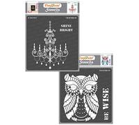 CrafTreat Chandelier Stencils for Craft Reusable - Shine Bright and Be Wise - 2 Pcs - Size: 6x6 Inches Each - Owl Stencils for Painting - Reusable DIY Art and Craft Home Decor Stencils
