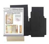 CrafTreat DIY Scrapbook Accordion Hinge Book 1 Black | Precut Album Base with Pockets & Tags | Interactive Mini Scrapbook Kit for Wedding Anniversary Travel Couples Memory Book Gift