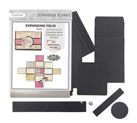 CrafTreat DIY Scrapbook Blank Precut Album Base Expanding Folio - Black | Interactive Mini Scrapbook Kit | Photo Album Scrapbook for Wedding, Anniversary, Travel, Couples Memory Book Gift