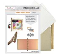 CrafTreat DIY Scrapbook Blank Precut Album Base - Piano Hinge Book White - Interactive Mini Scrapbook Album with Bamboo Sticks - Handmade Photo Memory Book Gift for Wedding Anniversary Travel