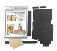 CrafTreat DIY Scrapbook Blank Precut Album Base - Picnic Basket Mini Album 1 Black - Interactive Scrapbook Kit - Photo Album Scrapbook for Wedding Anniversary Travel Couples Memory Book Gift