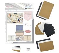 CrafTreat DIY Scrapbook Blank Precut Album Base - Quick Folio Dreamer Black Kraft White - Interactive Mini Album with Accordion & Flaps - Handmade Craft Gift Memory Scrapbook Kit