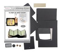 CrafTreat DIY Scrapbook Blank Precut Album Base - TV Pop Up Mini Album Black - Interactive Scrapbook Kit - Photo Album Scrapbook for Wedding Anniversary Travel Couples Memory Book Gift