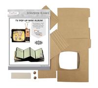 CrafTreat DIY Scrapbook Blank Precut Album Base - TV Pop Up Mini Album Kraft - Interactive Scrapbook Kit - Photo Album Scrapbook for Wedding Anniversary Travel Couples Memory Book Gift