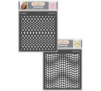 Craftreat Geometric Pattern Stencil for Painting on Wood, Canvas, Fabric and Tile - Wavy Diamonds and Wavy Dots Stencil (2 Pcs)-6X6 Inch - Small Polka Dot Stencil - Diamond Painting Stencil