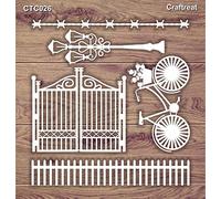 CrafTreat Laser Cut Chipboard Embellishments for Scrapbooking - Gate and Fence - 5.5X6 Inches - Bicycle Embellishments for Crafting - Lasercut Chipboard Gate Craft Embellishments