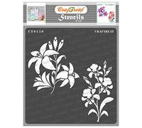 CrafTreat Lily Flower Stencils for Painting on Wood, Canvas, Paper, Fabric, Floor, Wall and Tile - Lily and Iris - 6x6 Inches - Reusable DIY Art and Craft Stencils iris for Painting Flowers