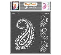 CrafTreat Paisley Stencils for Crafts Reusable Vintage - Paisley and Border Stencil - Size: 6X6 Inches - Paisley Design Stencil for Furniture Painting - Indian Border Stencil for Painting