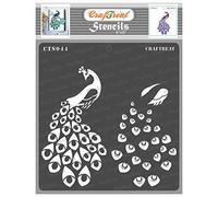 CrafTreat Peacock Stencils for Crafts Reusable - Layered Peacock Stencil - Size: 6X6 Inches - Layering Stencils for Furniture Painting - Peacock Feather Stencil for Paving Slabs